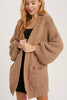 CHUNKY CABLE LANTERN SLEEVE CARDIGAN: CREAM / S/M