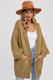 CHUNKY CABLE LANTERN SLEEVE CARDIGAN: CREAM / M/L