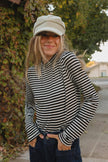 IST1093B Be Simple Striped Top Black: Black / Large